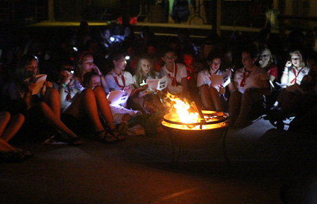 Camp Spirit fire indoors
