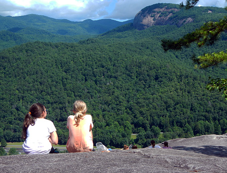 Girls sitting at top of John Rock