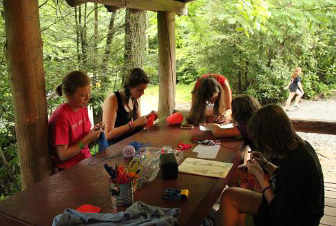 Girls camp knitters