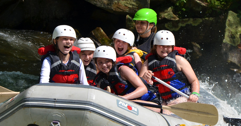 Girls Smile while rafting