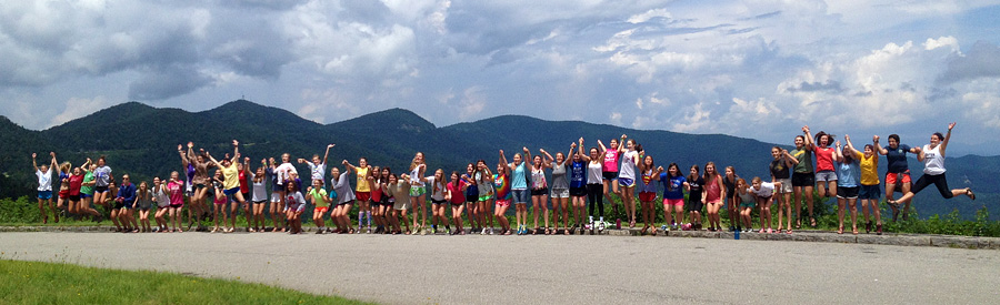 Camp gils jump on Blue Ridge Parkway