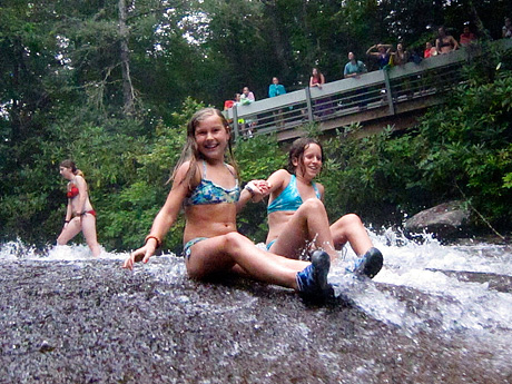 Sliding Rock pair of girls