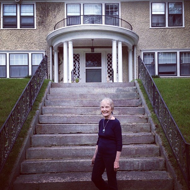 Carrier Niece in front of the Carrier House