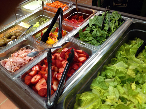 Camp food includes a salad bar