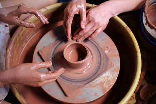 Clay covered ceramics work