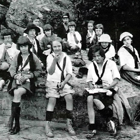 Girls stopping for lunch while hiking