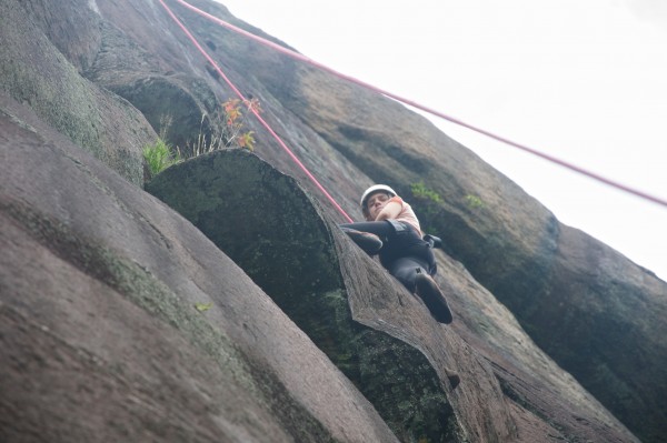 girl up rock climbing