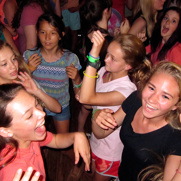Camp girls at dance party