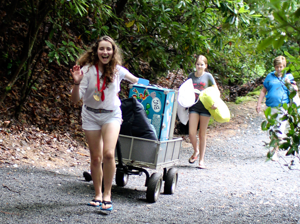 Moving trunk into camp