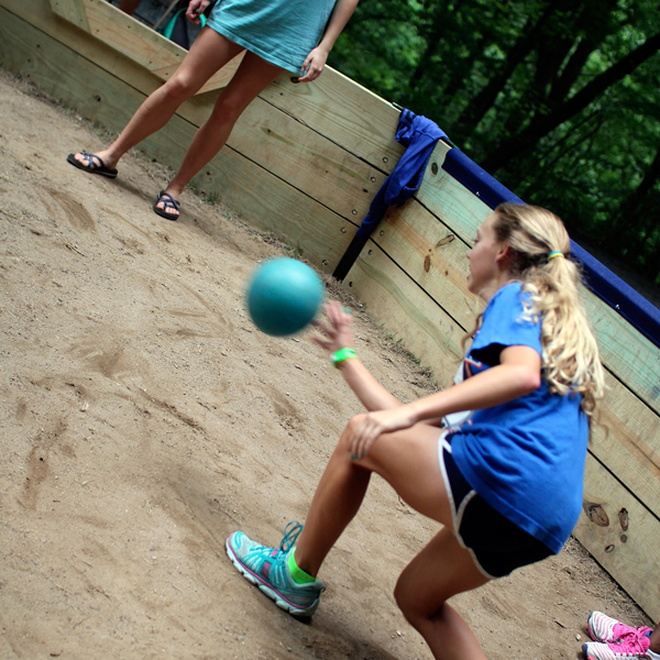 Girls playing gaga dodgeball