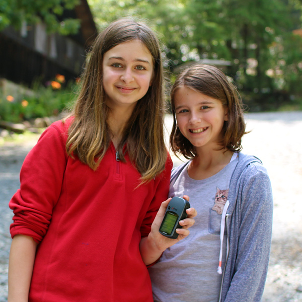 Camp girls geocaching