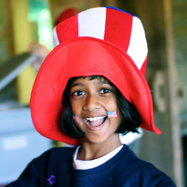 Camper dressed for 4th July