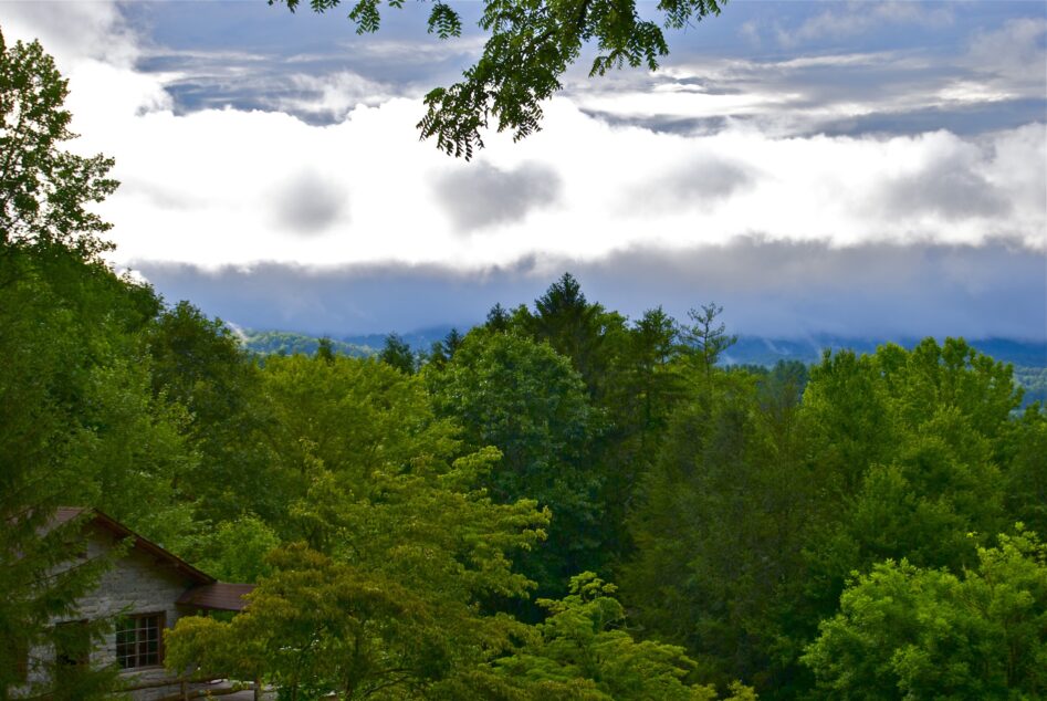 Rainy day mountain view