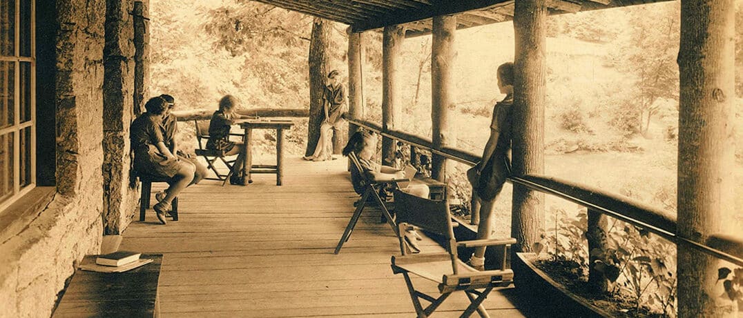 girls camp stone lodge porch