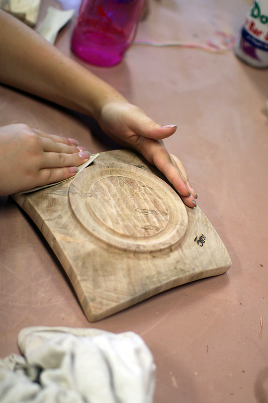 Sanding wood turning