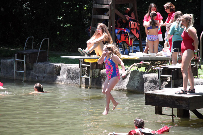 Camp Swim Test Girl Jumping