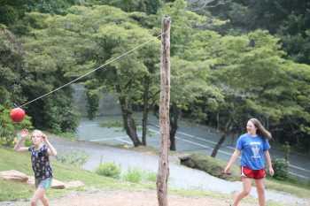 playing tetherball at summer camp