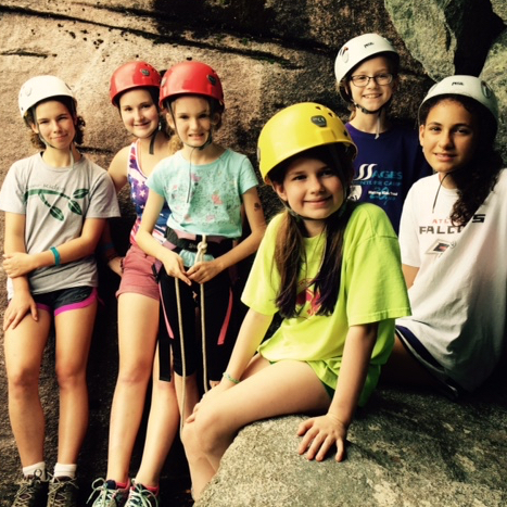 group of rock climbing girls