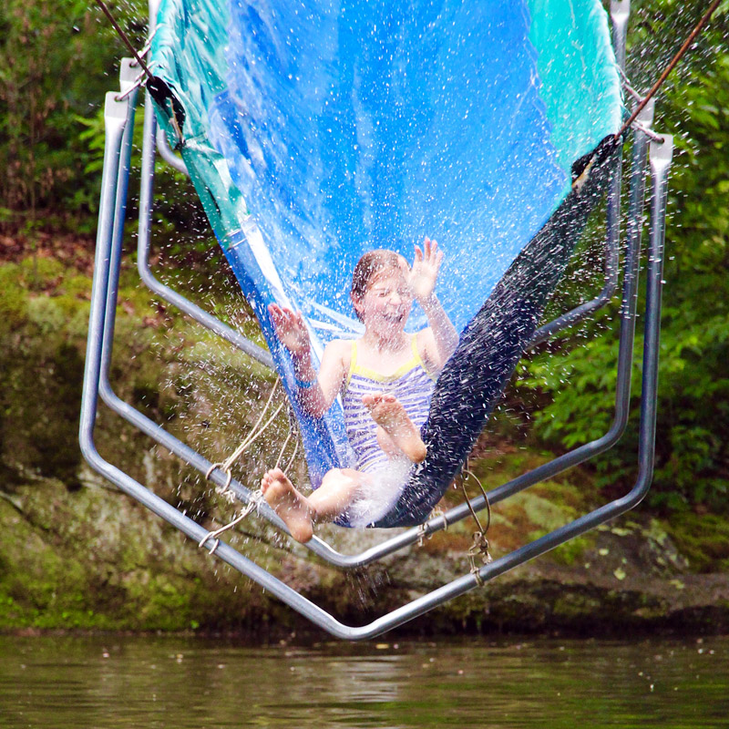 camp water slide splashing