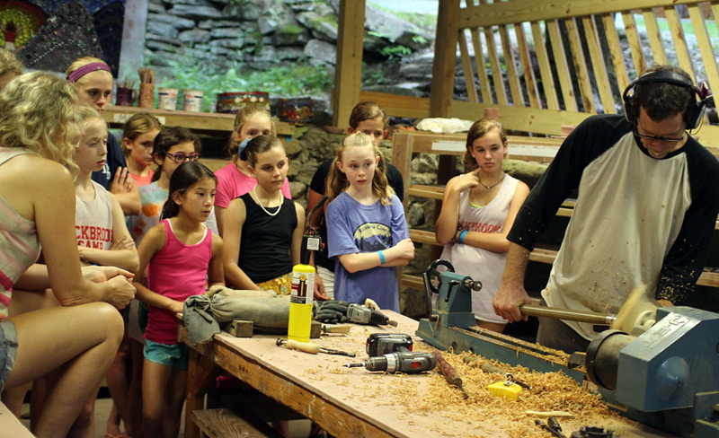 George Peterson giving a wood turning demonstration