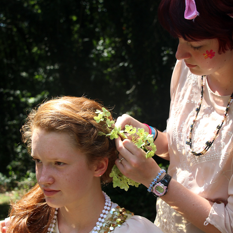 Festival Hair Styling with flowers