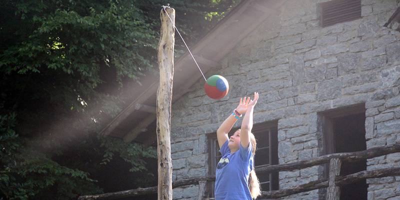 girl playing tetherball