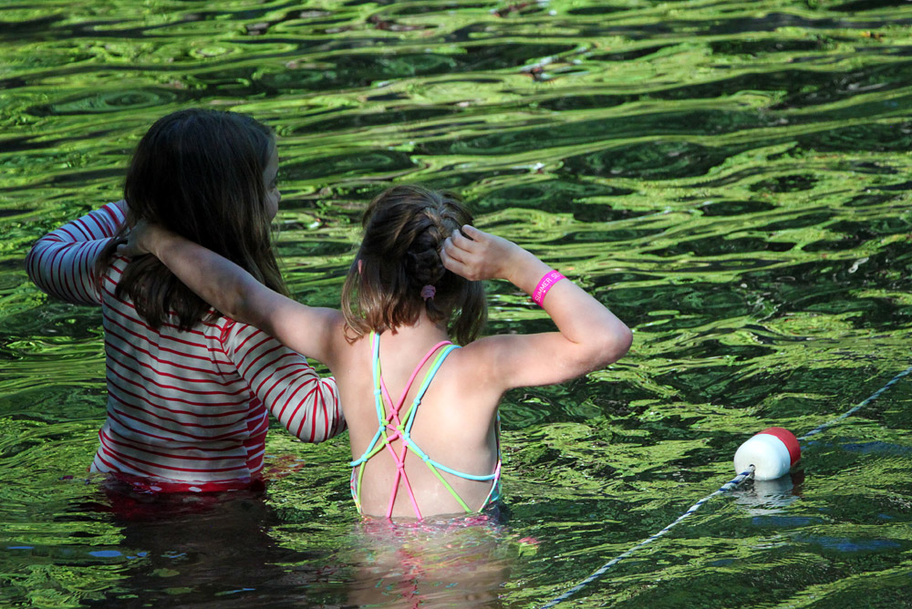 Girls Swimming Lake