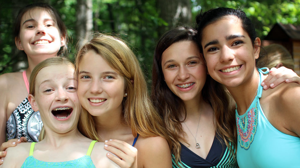 girls camp swimming buddies