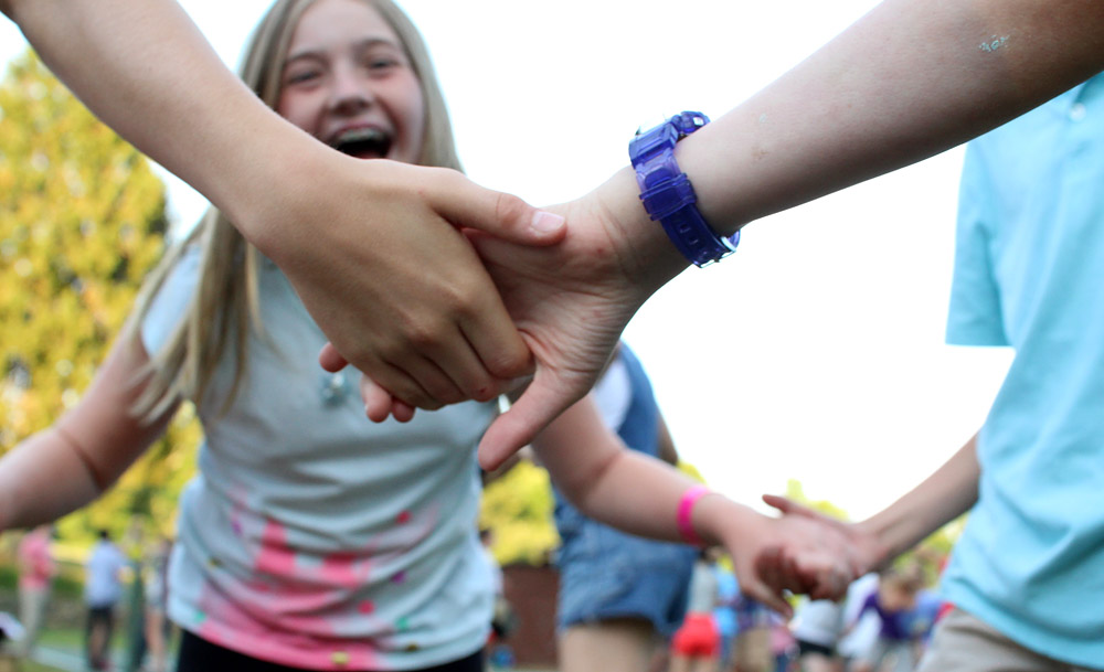 Happy square dancing girl