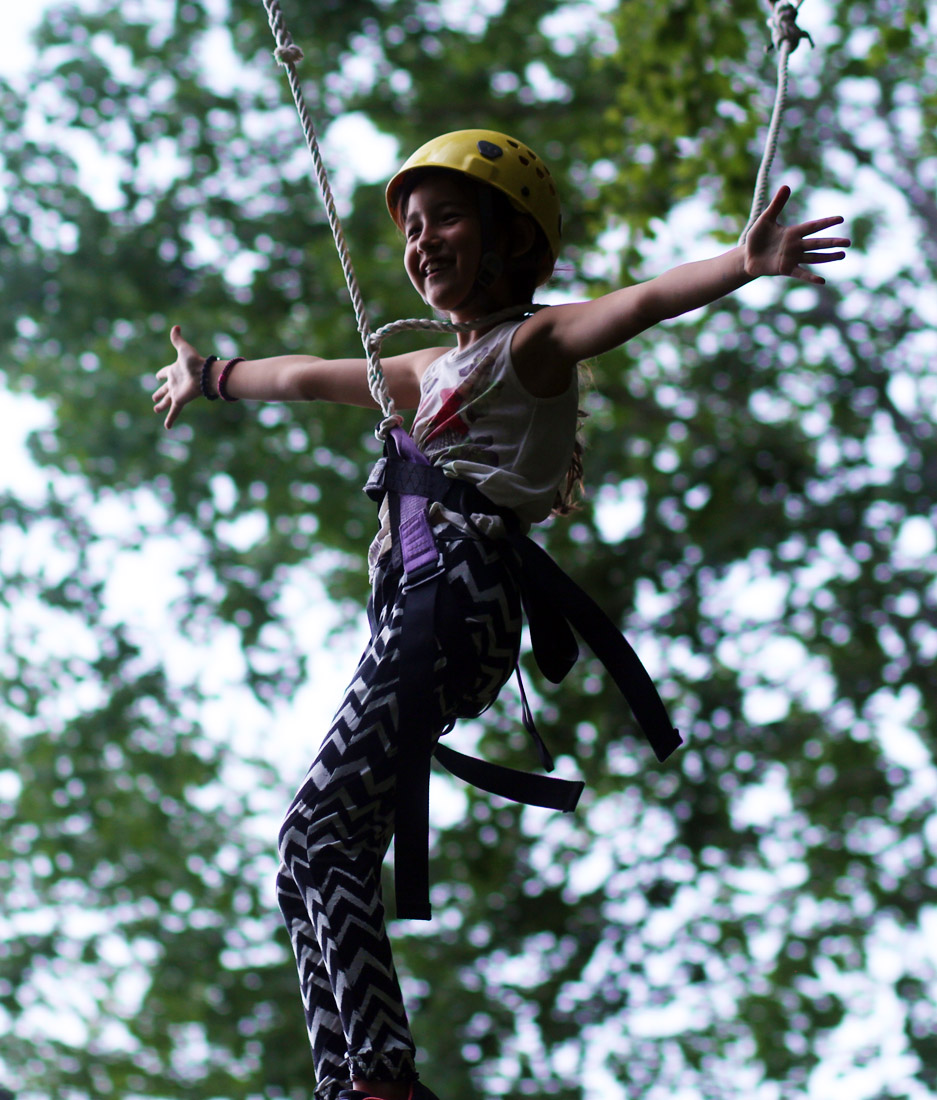 Small Girl Zip Lining