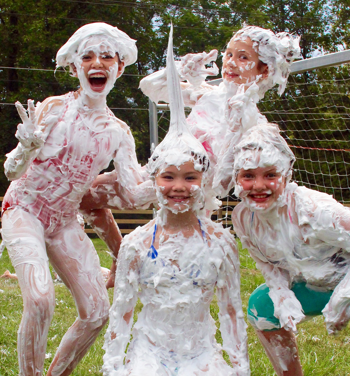 shaving cream group of girls