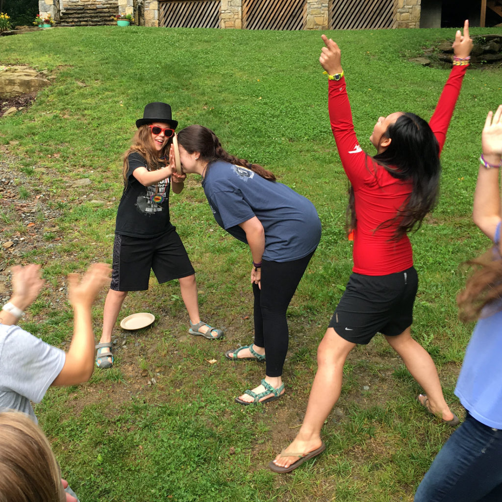 Pie in face of counselor