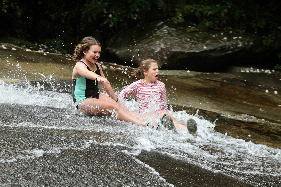 Grinning sliding rock camp girls