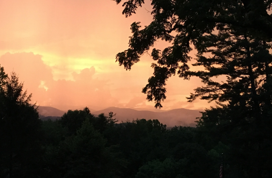 view of NC mountains at sunset
