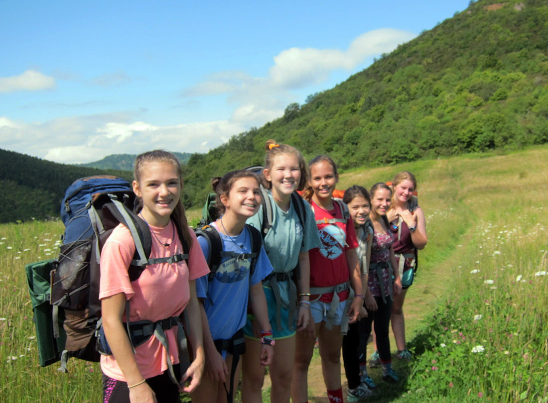 Camp adventure backpacking girls