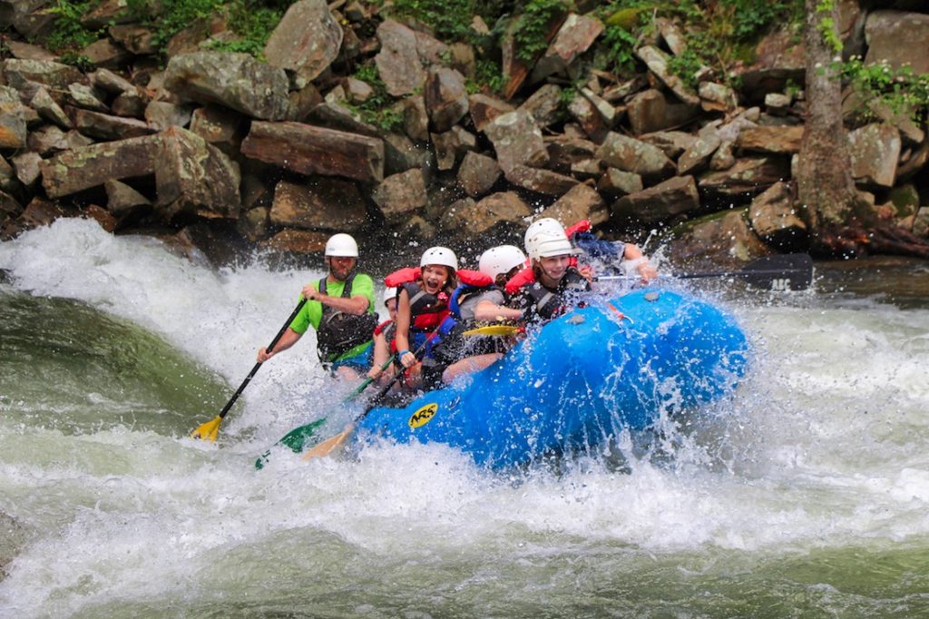 girls camp rafting