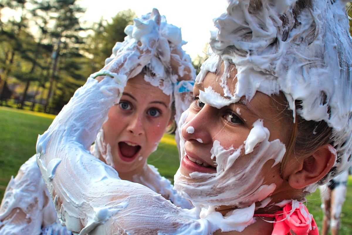 shaving cream in girls hair