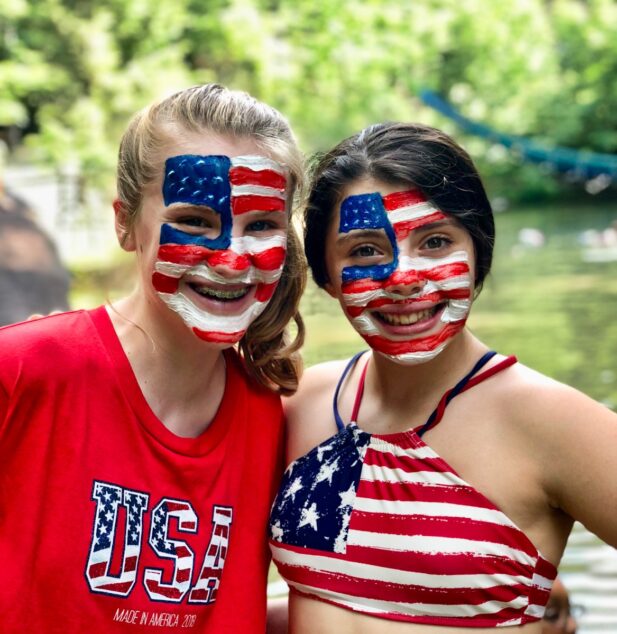 4th of July painted face girls