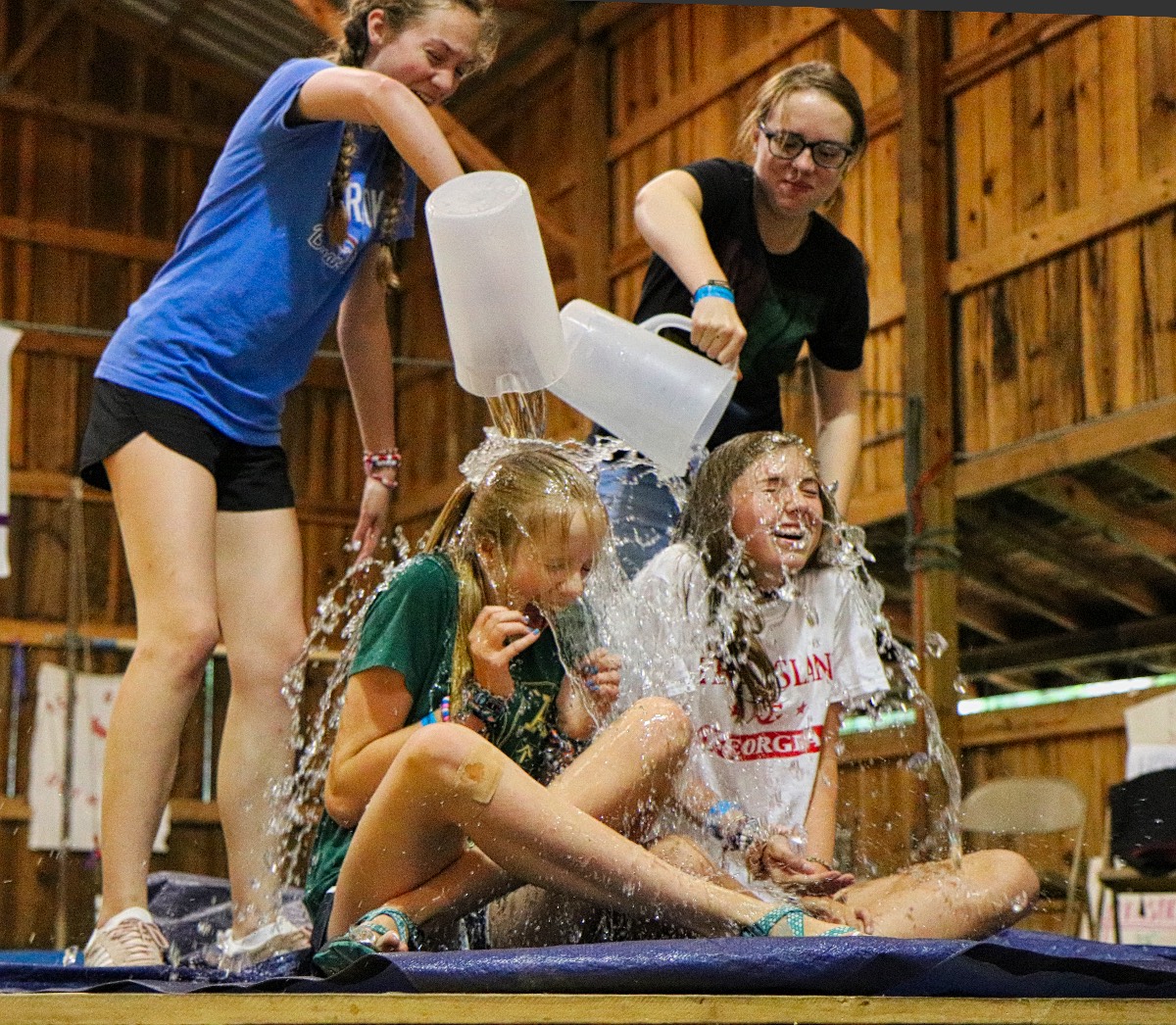 water puring on heads skit