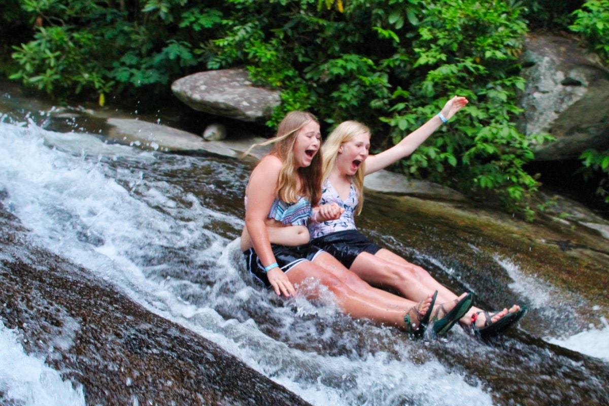 screaming girls on sliding rock