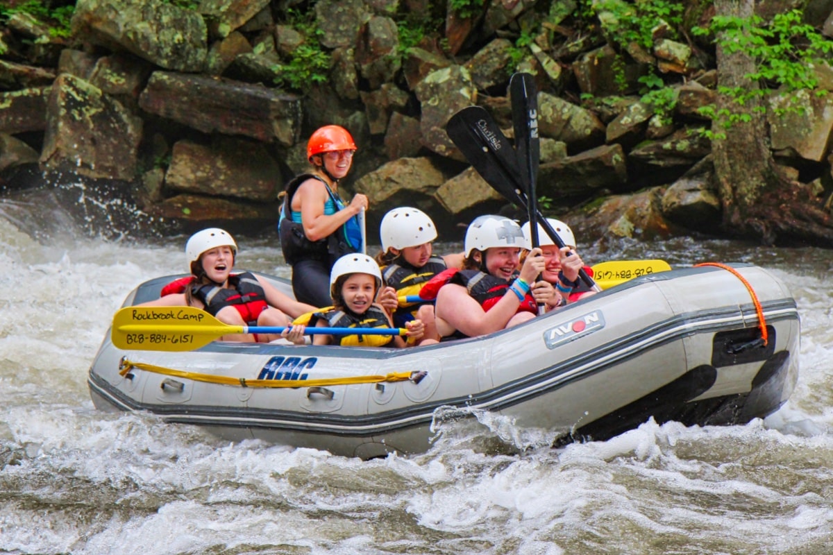 teen girls rafting