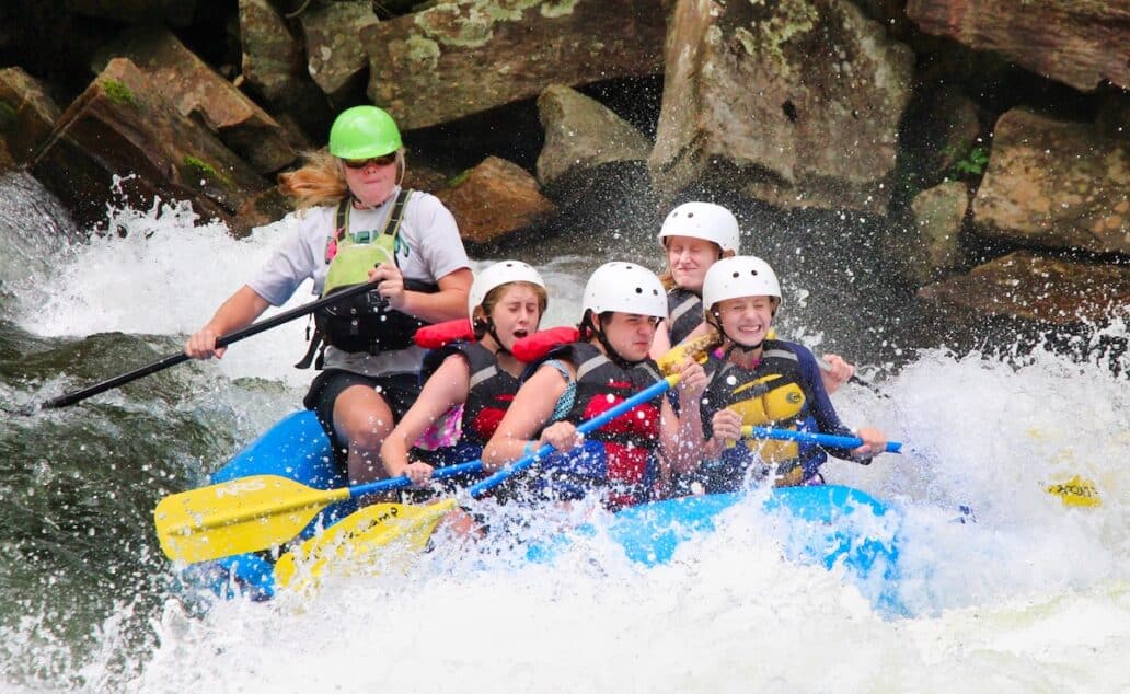 whitewater rafting group thrilled