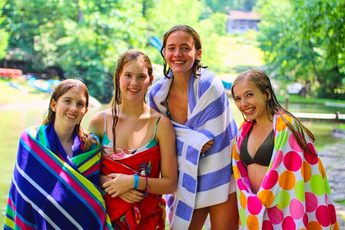 sunny day swimming at camp