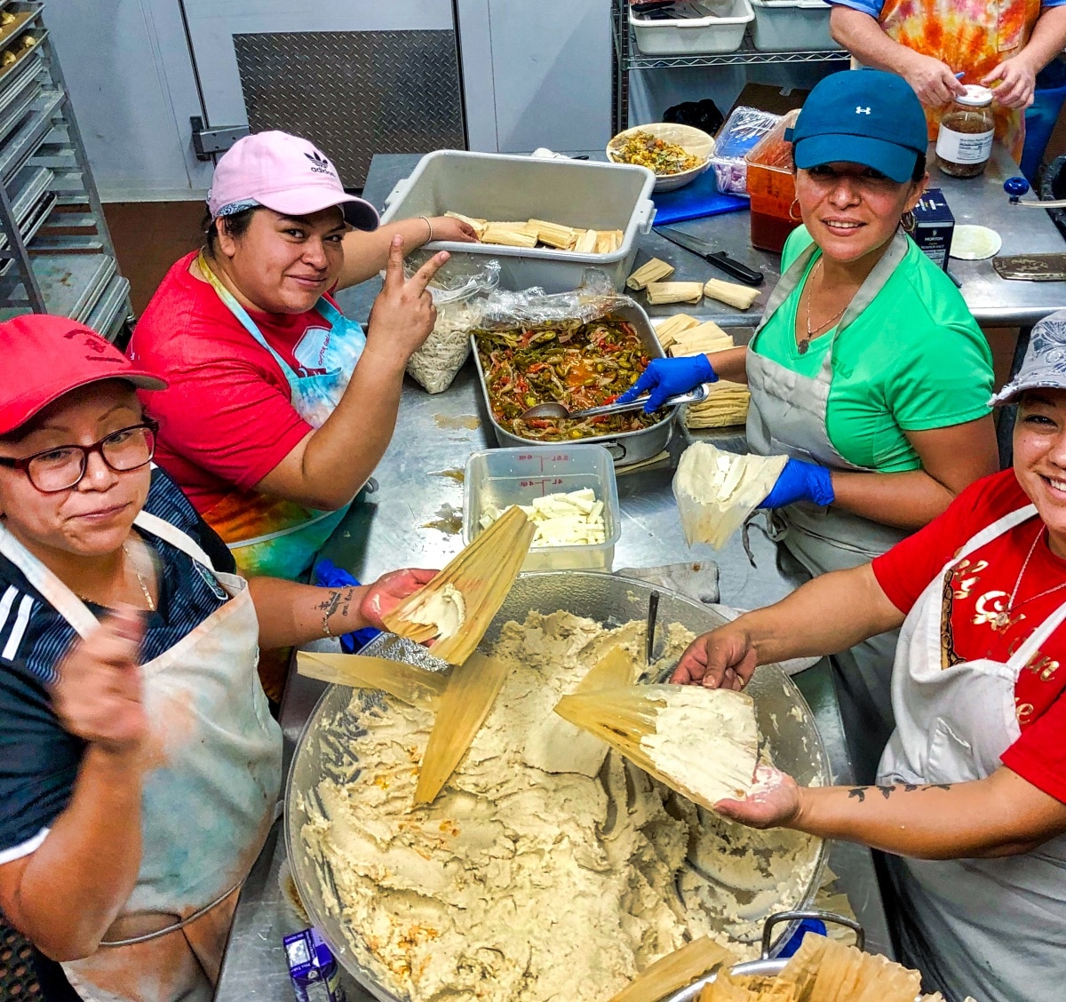 Preparing authentic corn Tamales