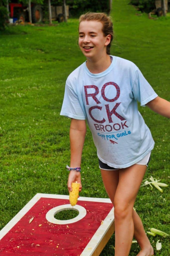 corn hole game with corn