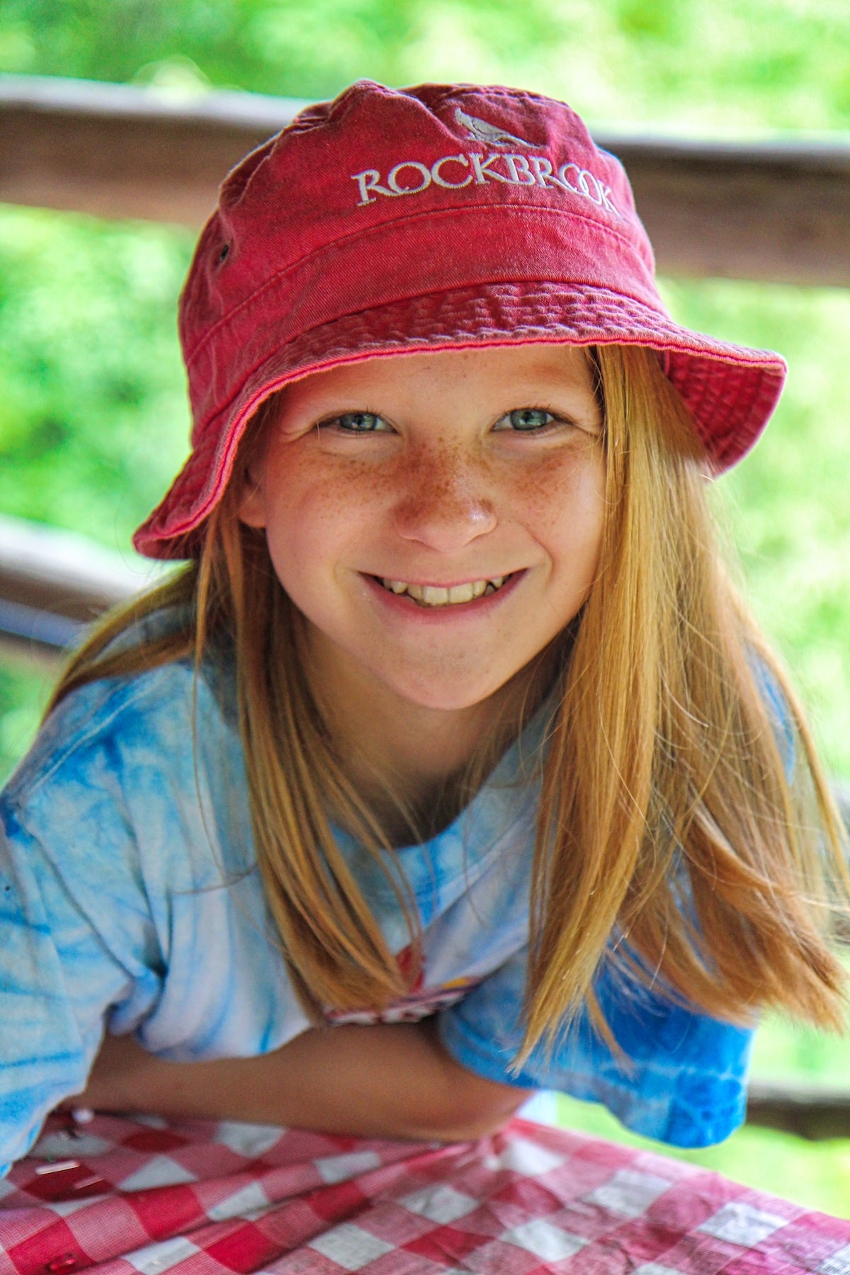 beautiful camp girl wearing Rockbrook bucket hat