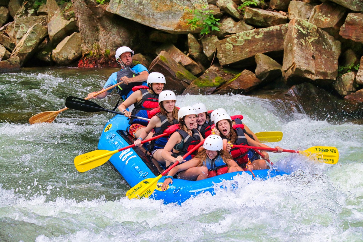 Whitewater rafting girls on the Nantahala falls