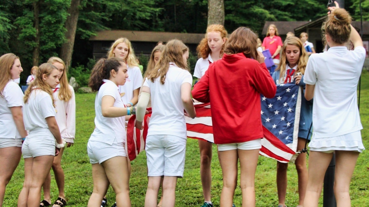 flag raising at camp