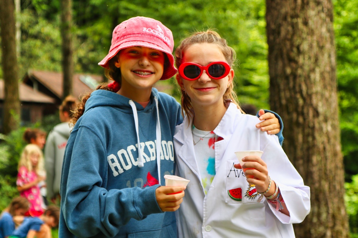 science camp girls dressed up