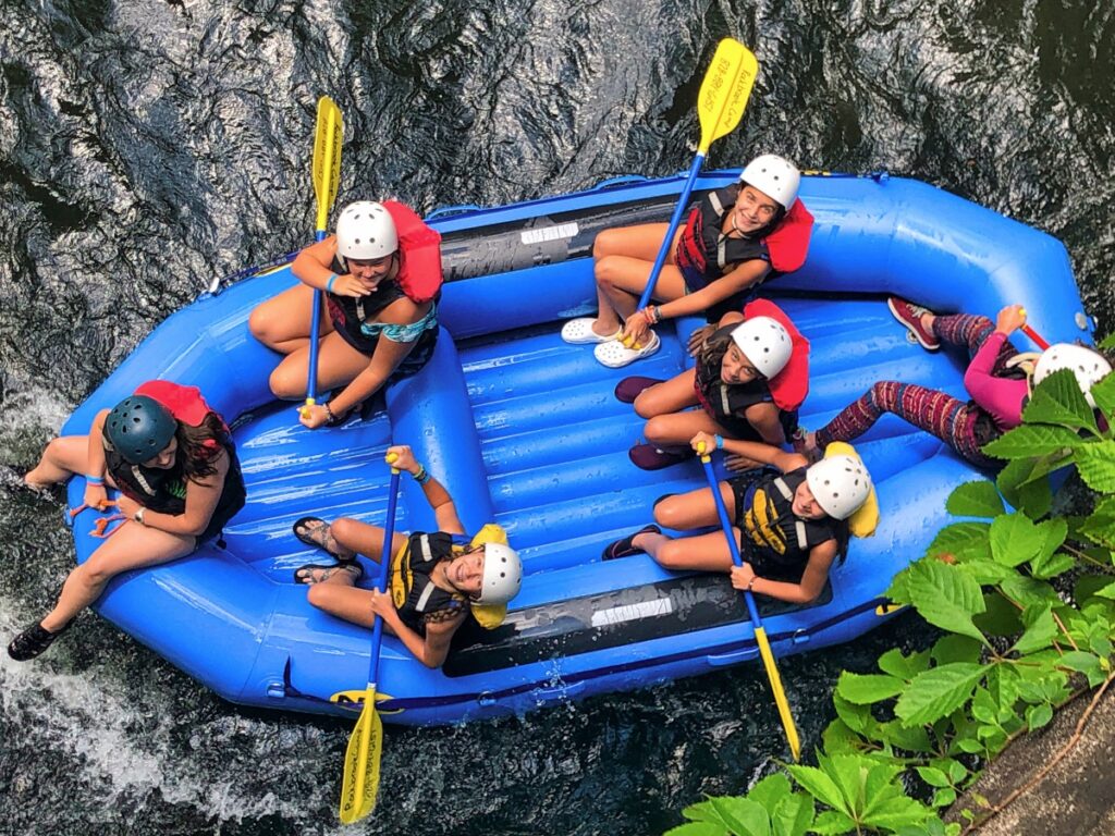 whitewater rafting from above